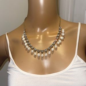 Faux Pearl and rhinestone necklace